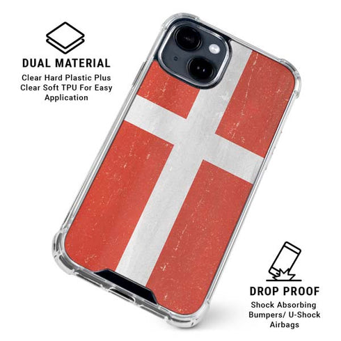 Denmark Flag Distressed iPhone 15 Clear Case